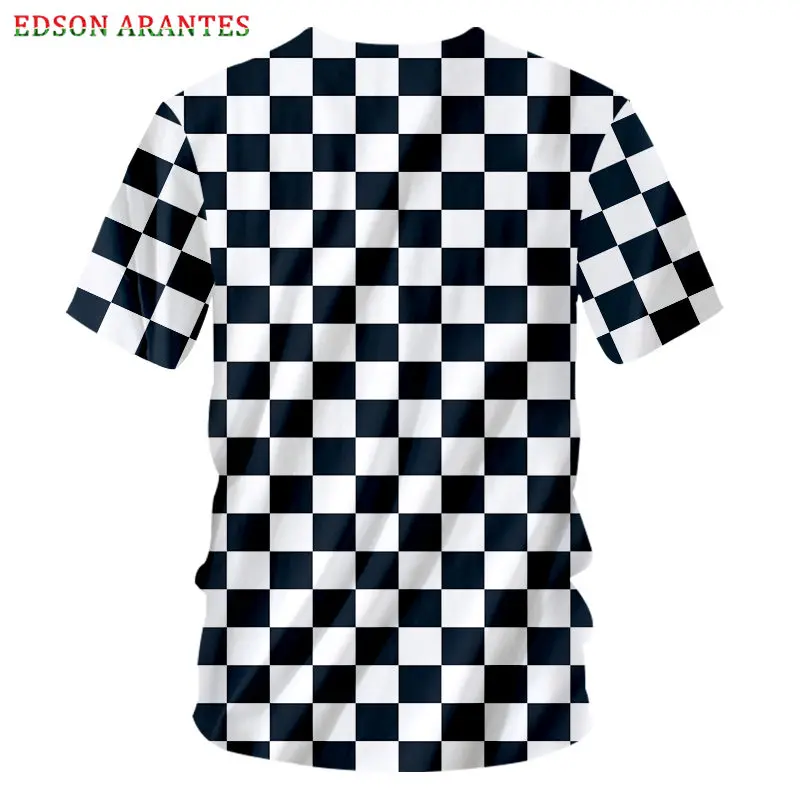 Funky 3d White Black Plaid Print Casual T shirts 209 Unisex Summer Short Sleeve O-neck T-shirt Custom Clothes Plus size S-7XL (14)