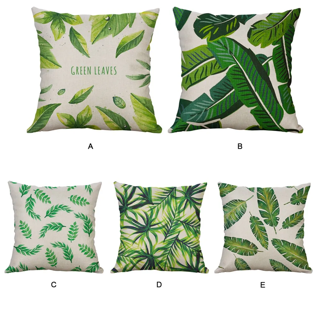 

Gajjar Decorative Throw Pillow Case Tropical green plant palm leaf Leaves cotton linen decorative pillow case funda dropshipping