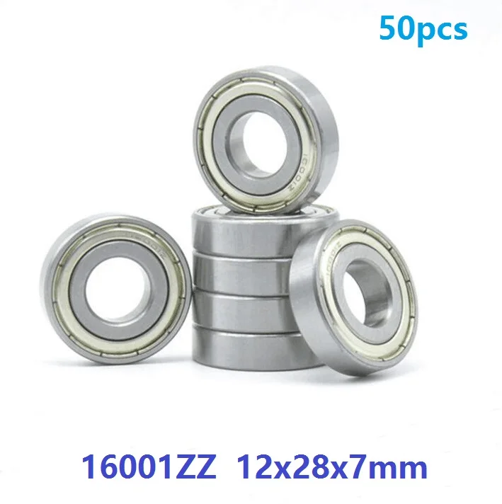 

50pcs/lot 16001ZZ 16001Z 16001 Z ZZ double shielded 12x28x7 mm Deep Groove Ball bearing high quality 12*28*7mm