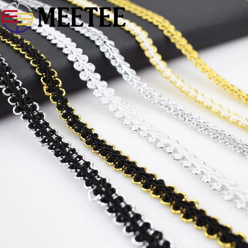 

Meetee 10Meter 0.8cm Crocheted Curve Lace Trim Ribbon Fabric Centipede Braided Lace DIY Sewing Clothes Accessories Wedding Craft