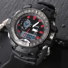 Мужские и женские спортивные цифровые наручные часы унисекс с двойным временем, роскошные брендовые водонепроницаемые резиновые светодиодные часы