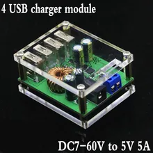 4 USB DC Moduł ładowarki 9 V 12 V 24 V 36 V 48 V 60 V do 5 V 5A step down moduł z przypadku na telefon samochód darmowa wysyłka tanie tanio TCXRE Panel słoneczny