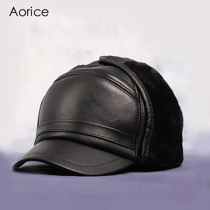 Aorice осень-зима Для мужчин мяч Кепки черный Кепки уха wamer Earflap Открытый Hat Череп русский унисекс Шапки Кепки S HL055