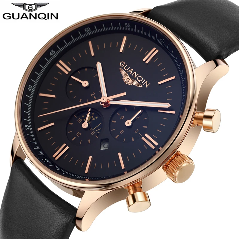 

GUANQIN Mem watches top brand luxury Fashion Watch Men Quartz clock waterproof Male Wristwatches wrist watch relogio masculino