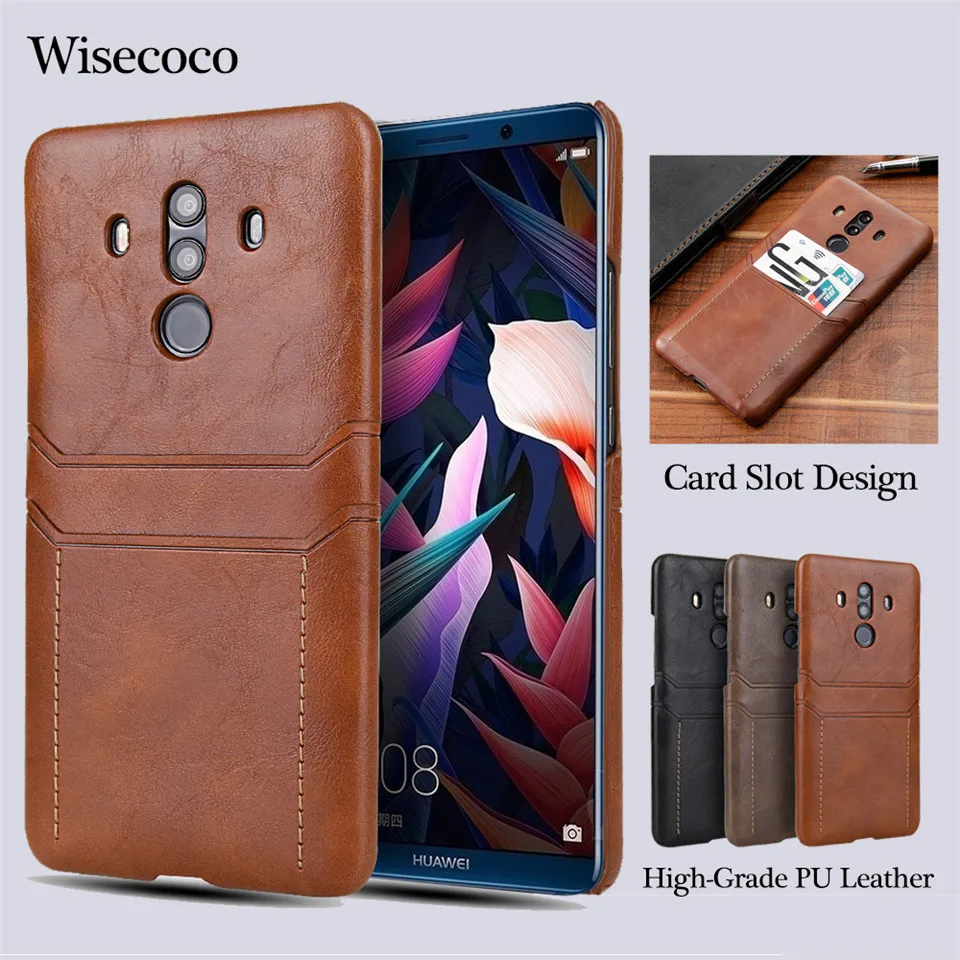 

Leather Card Slot Holder Case for huawei mate 10 pro original Luxury Wallet Slim Hard Shockproof Back Cover huwei mate10 pro