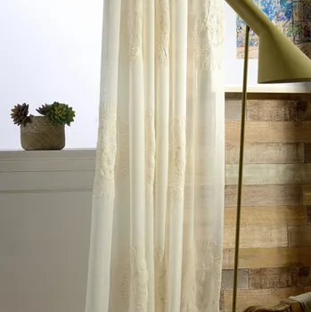 

"Reunion", imitation linen fabrics, cotton thread embroidered curtains, white translucent curtains.