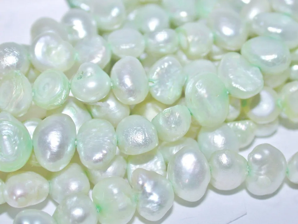 

Hot sell ->@@ N426 10 Strands GREEN 6mmX8mm 15 INCH FRESH WATER PEARLS ONE STRAND -Top quality free shipping
