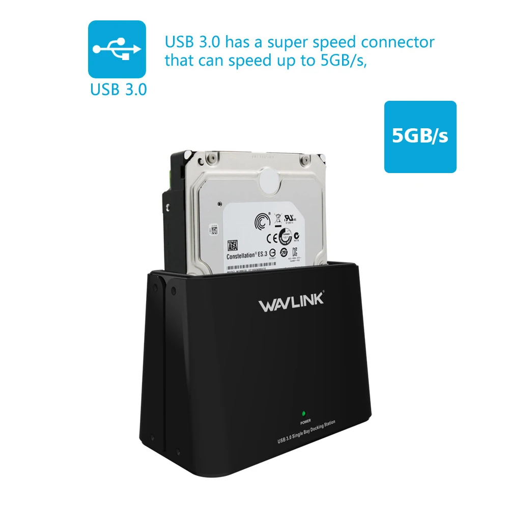 Wavlink 2,5/3,5 hdd корпус USB3.0 на SATA внешний жесткий диск с одним отсеком док-станция для 2,5/3,5 дюймов SSD для UASP и 6 ТБ