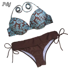 P j New Flower Swim Wear Lady Swimwear Tracksuit Push Up Print Women Swimsuit 2016 Brazilian