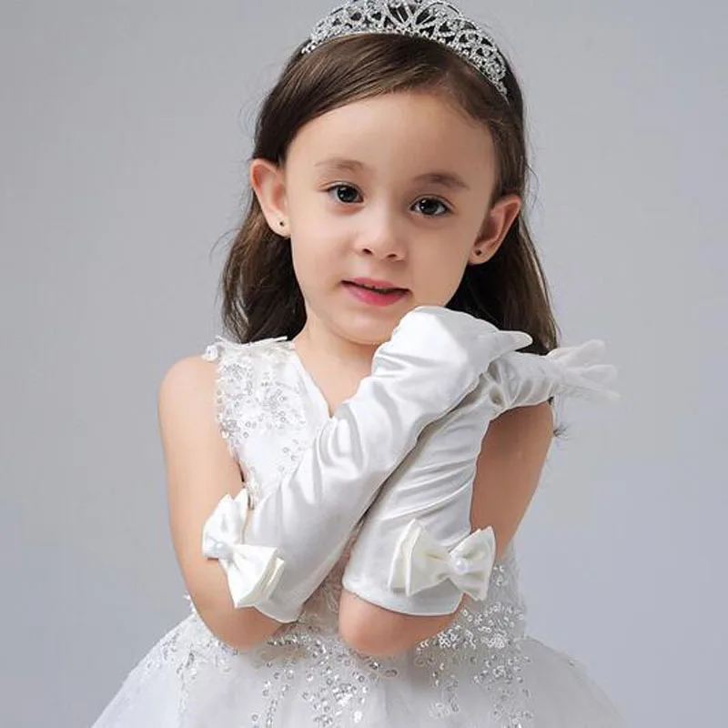 Buy 1 Pair New Long Girl Gloves Bowknot Princess