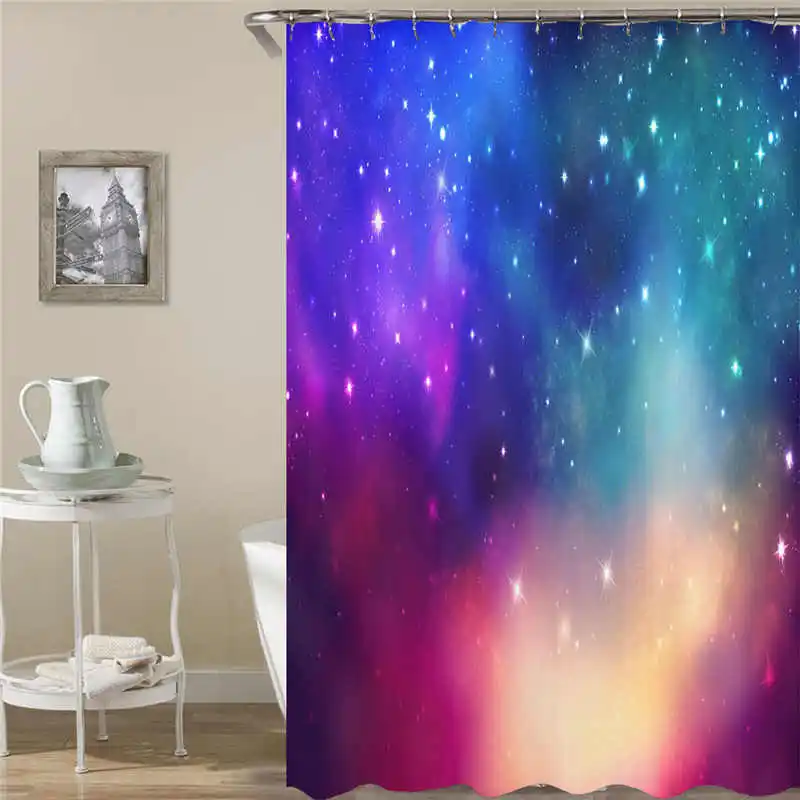 

Kiwiberry Different Universe Print bathroom Shower Curtain Fabric Liner with 12 Hooks 72Wx80H inch Waterproof and Mildewproof