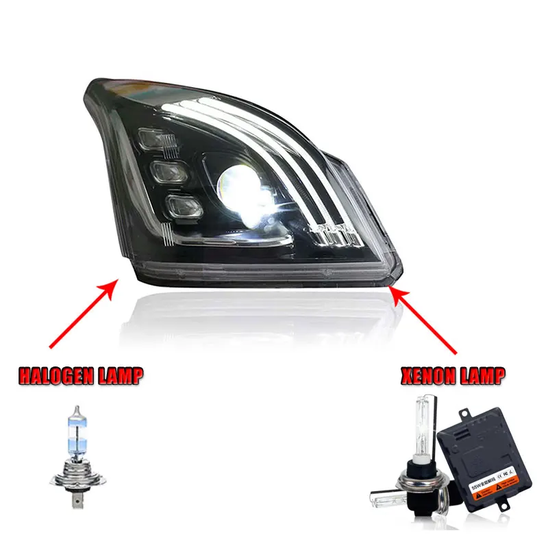 halogen high beam 2 шт. светодиодный фонарь для Toyota Prado 03-09 Автомобильный светодиодный фонарь с двойными ксеноновыми линзами автомобильные аксессуары дневные ходовые огни противотуманные фары - Цвет: halogen high beam