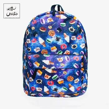 

Fashion New Backpack Women Blue Cat And Biscuits Pattern School Shoulder Bags Mochila Feminina Backpack