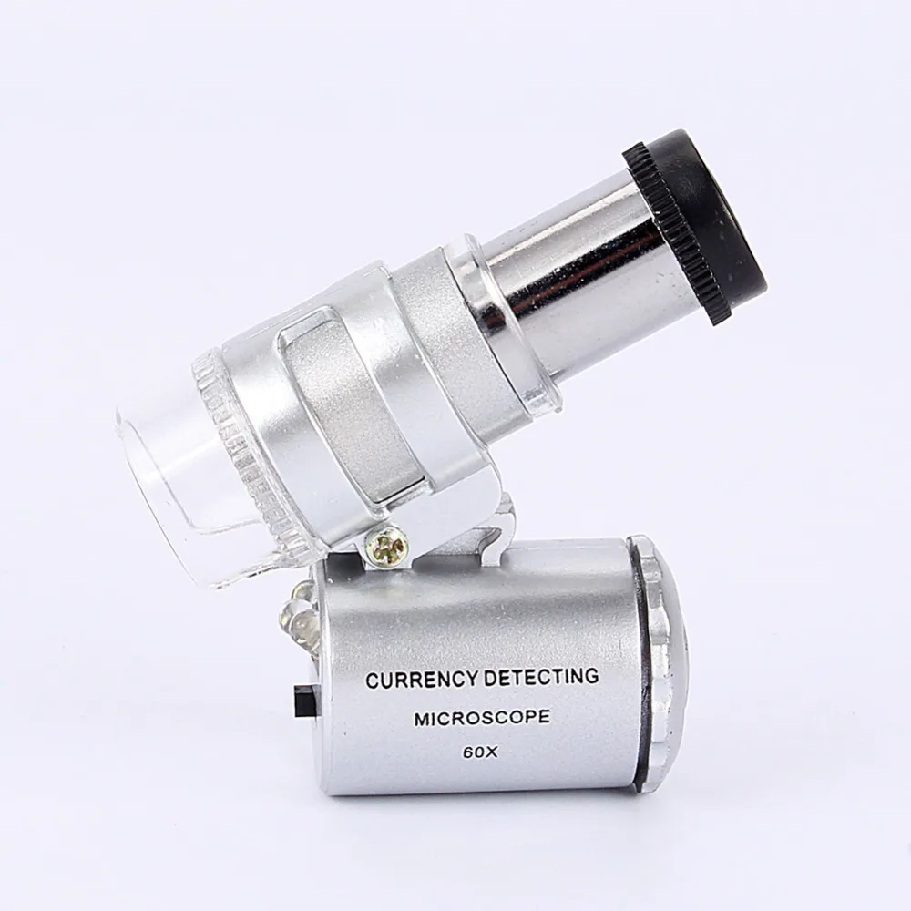 Мини-объектив 60X Карманная Лупа микроскоп увеличительное стекло с светодиодный светильник ювелирные изделия Ювелирная Лупа валюта новое поступление