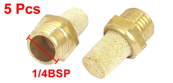 1/4BSP Thread Brass Pneumatic Air Exhaust Breather Muffler Filter 5pcs