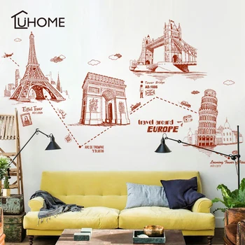 

Nordic Style Architecture Wall Decals Vinyl Mural Art Wall Stickers Children Room Modern Decor for Living Room Bedroom Office