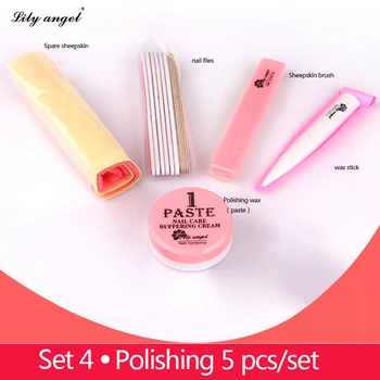 

Nail Polishing block 5Pcs/Set Nail art Manicure Luster Buffing paste nail Buffer Sheepskin Brush file Full Kits of nail files