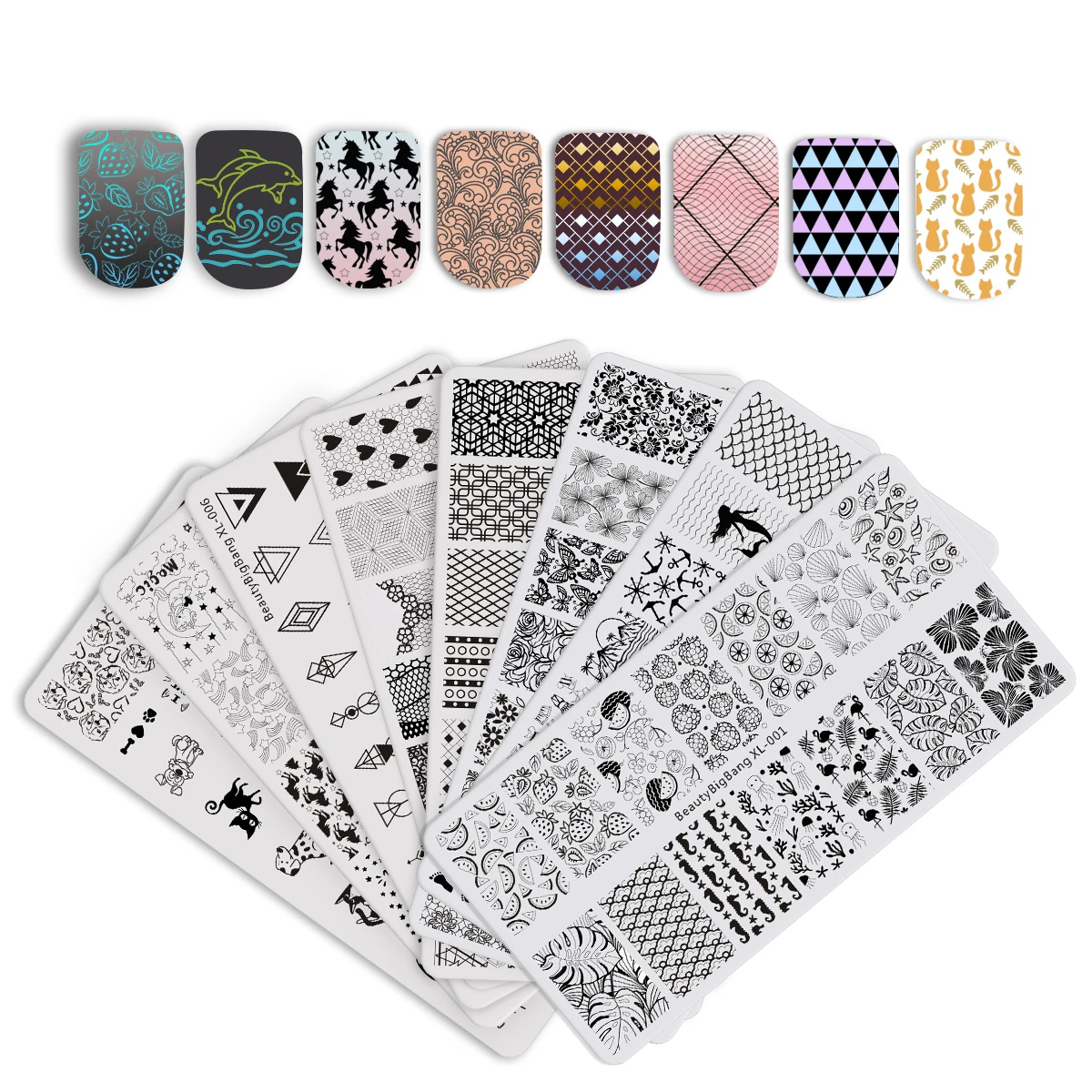 BeautyBigBang 6*12 см прямоугольные пластины для штамповки ногтей, трафареты для дизайна ногтей в животном стиле с геометрическим рисунком