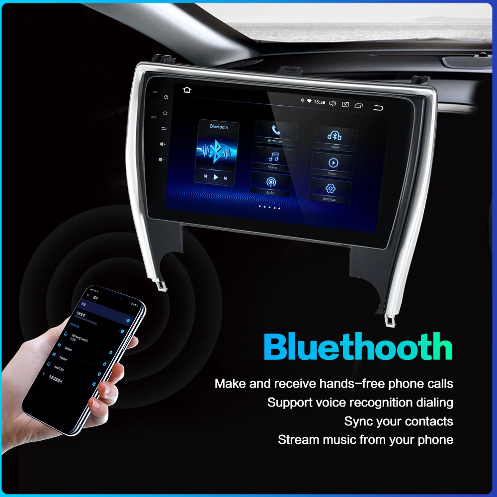 Fongent 10," автомобильный радиоприемник 1 Din Android 9,0 для Toyota Camry US версия Bluetooth USB 64 Гб Встроенная память мультимедиа плеер