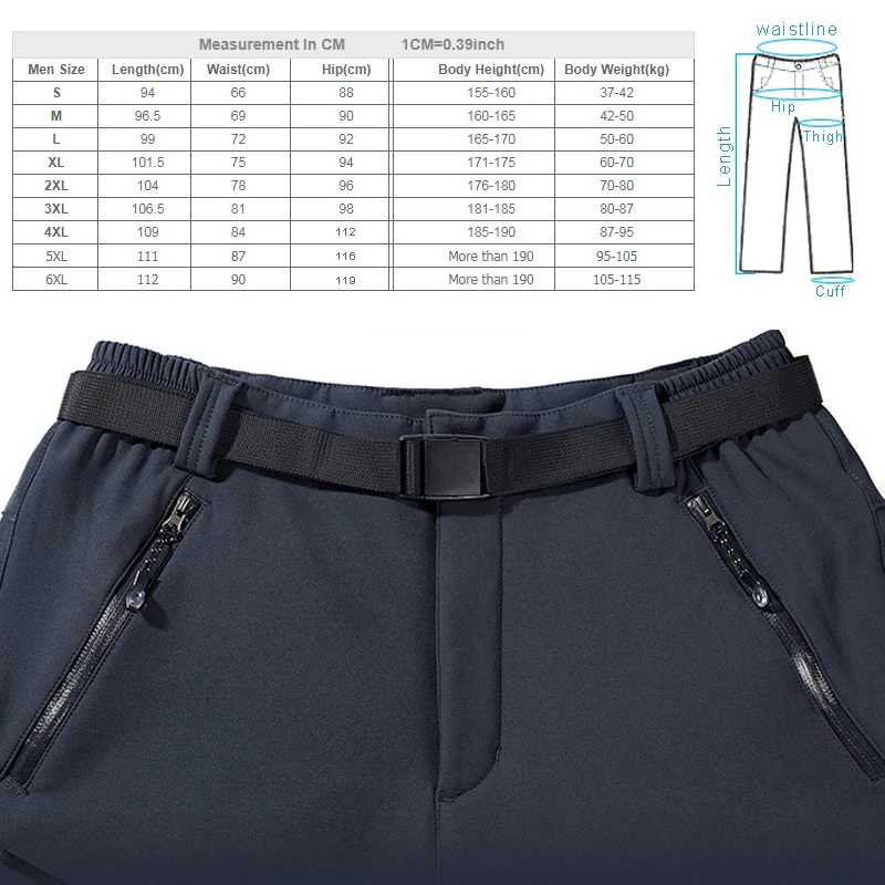 El Ártico luz 6XL de los hombres de invierno de lana interior suave pantalones de senderismo Trekking deportes al aire libre de esquí térmico Hombre Pantalones