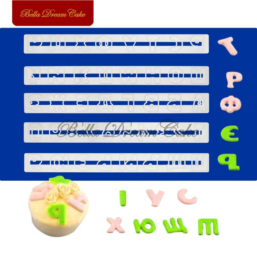 

Russian Letters Alphabets Fondant Cutters Mold Plastic Embosser Sugarcraft Moulds DIY Dessert Cake Decorating Tool Bakeware