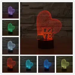 Любовь семь цветов 3D сенсорный выключатель 3D лампа визуальный акрил лампы светодиодные лампы Ночник для детей настольная лампа led ночник