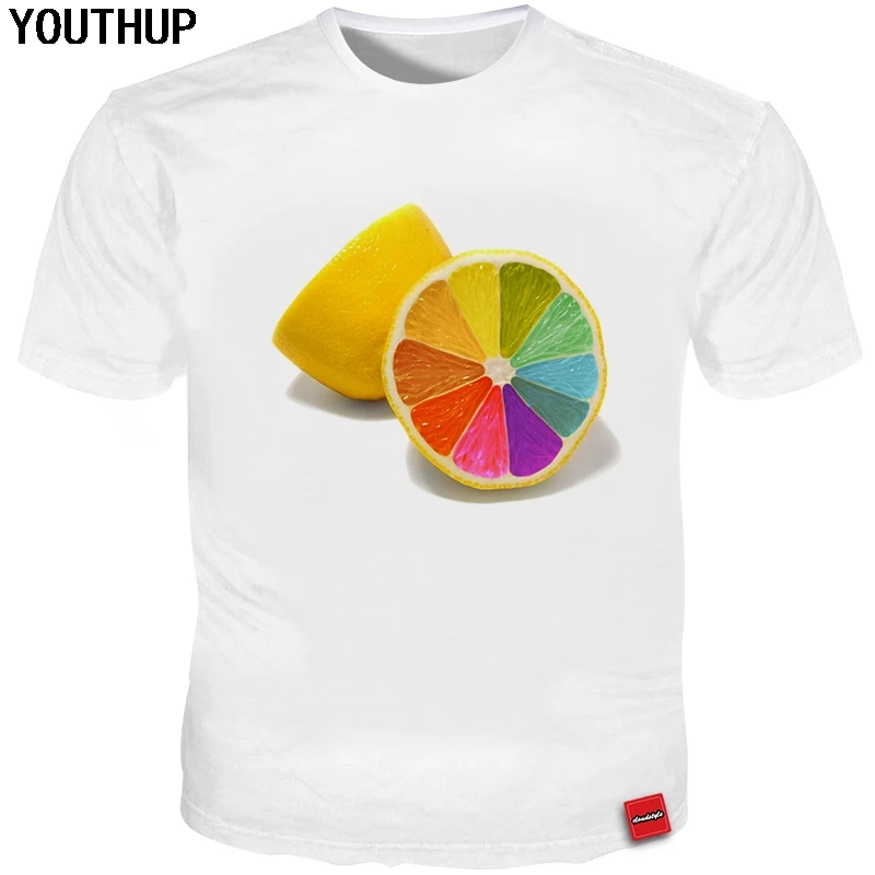 YOUTHUP 2020 летняя футболка для мужчин/женщин лимонная 3d печать Повседневная с