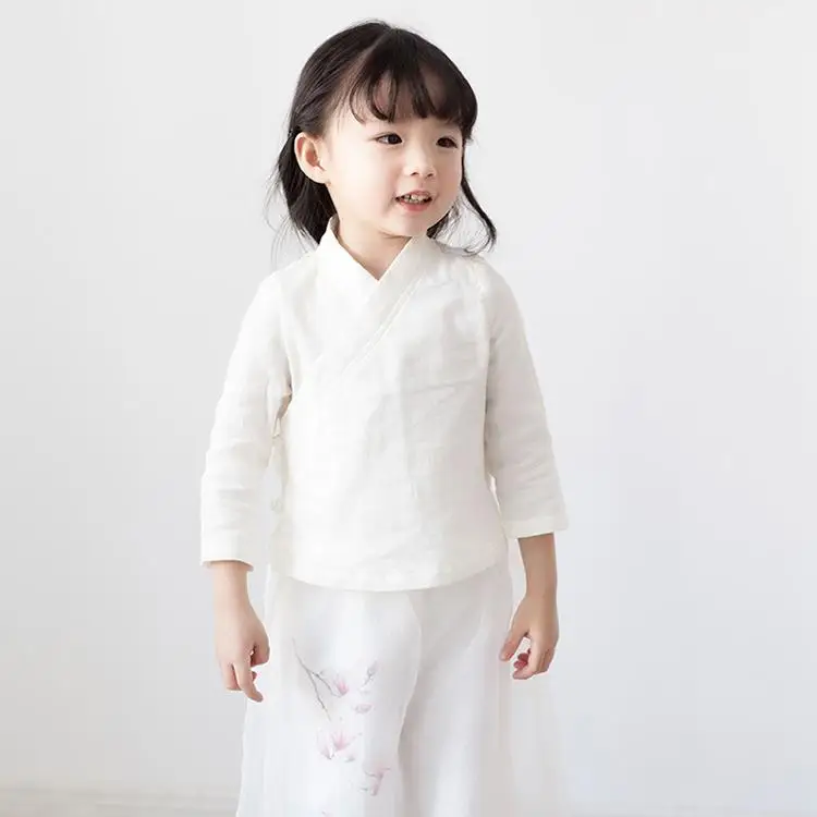 Винтаж детей кимоно халат платье Китайский Стиль Тан костюм одежда Косплэй костюм улучшилось для маленьких девочек древнего Хан фу Костюмы - Цвет: White 2 Inside Shirt