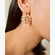 Дизайнерские ювелирные изделия Модные Винтажные жемчужные серьги высокого качества золотого цвета Висячие серьги для женщин роскошный элегантный бренд Bijoux