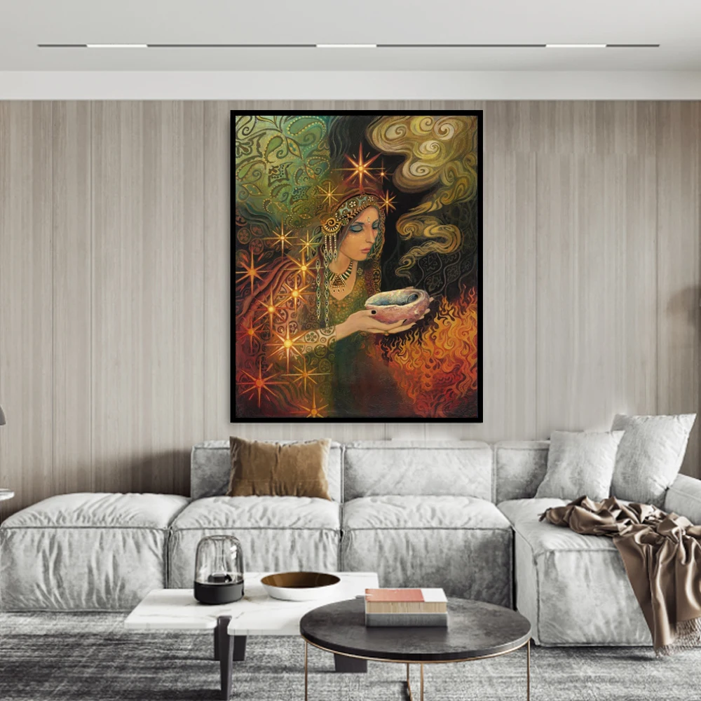 

Sage Goddess Print Pagan Mythology Psychedelic Bohemian Gypsy Witch Goddess Art Print And Poster Canvas Painting Picture