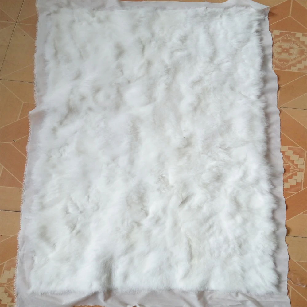 

Natural White Patchwork rabbit fur blanket Real rabbit fur rug Plate Pelts Decorative Blankets Rugs and Carpets for Living room