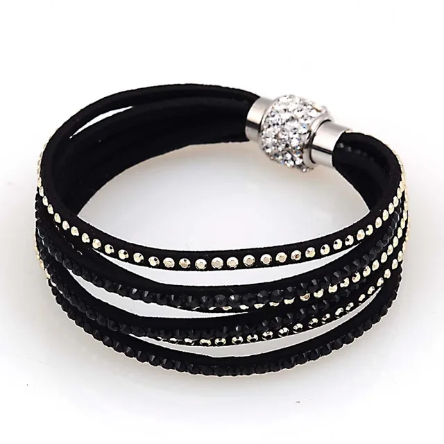 Magnetic Bracelets Crystal Bracelet With Multilayer Velvet Magnetic Bracelets Crystal Bracelet With Multilayer Velvet Pave Clasp B1440