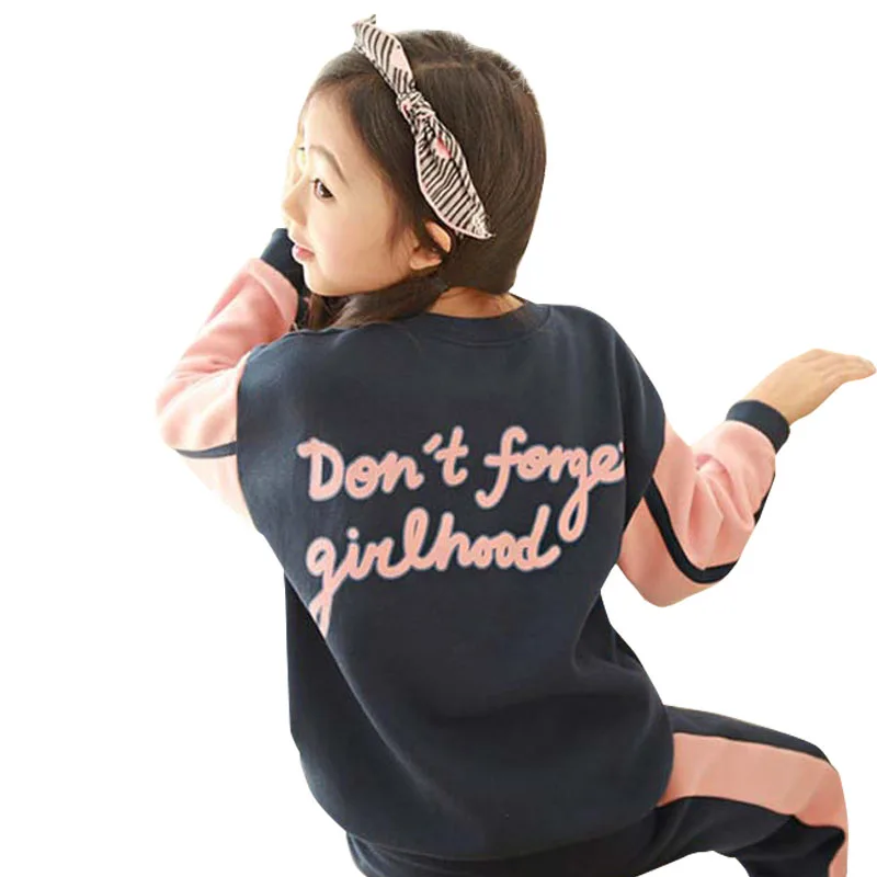 

Children Girls Sport Set Kids Autumn Casual O-Neck Sweatshirt+Elastic Waist Pants Warm Suit for Girl Teenager Tracksuit Clothing
