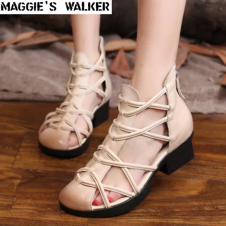 Женские ботинки из натуральной кожи Maggie's Walker летние повседневные на молнии с