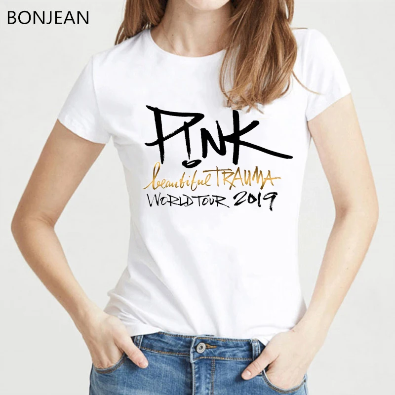 Gold Pink Beautiful TraumaTour tshirt,Ladies Fitted tshirt,Womens Pink tshirt