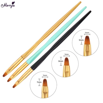 

Monja 3Pcs Nail Art Mixed Color Acrylic UV Gel Extension Builder Painting Brush French Petal Flower Drawing Pen Manicure Tool