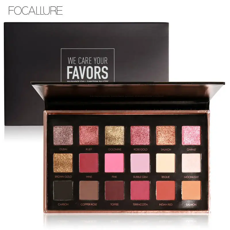 

FOCALLURE 18 Colors Palette Shimmer Matte Pigment Eye Shadow Cosmetics Mineral Nude Glitter Eyeshadow Nude Makeup Beauty