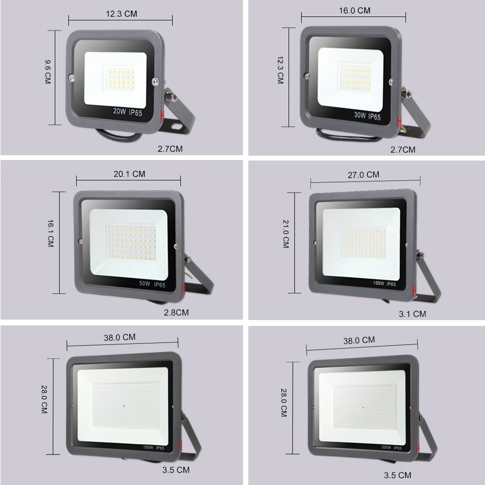 220 В Светодиодный прожектор 20 Вт 30 Вт 50 Вт 100 Вт 150 Вт 200 Вт Светодиодный прожектор Refletor Наружное освещение Настенный светильник прожектор Gargen лампа новейшая