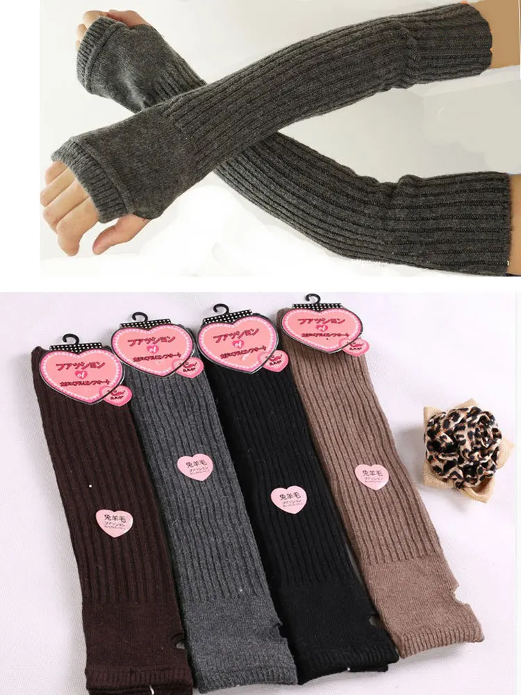 Women Winter Long Arm Warmer Blending Woolen Long Sleeve Korean Stretch