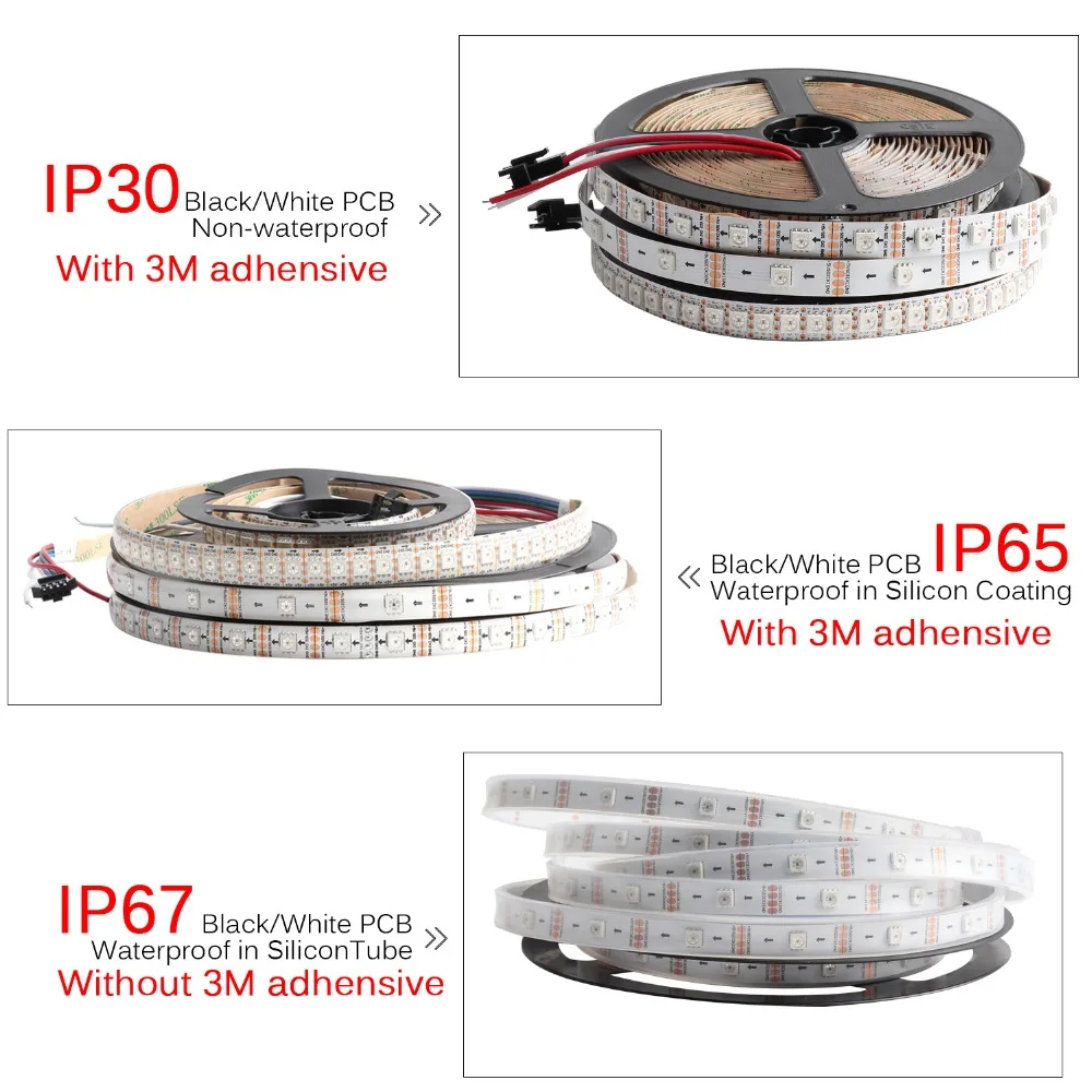 APA102 1 м до 5 м DC5V цифровой полосы светильник Smart Светодиодный пикселей 30/60/144 светодиодный s/m IP30/IP65/IP67 Водонепроницаемый индивидуально адресуемых JQ