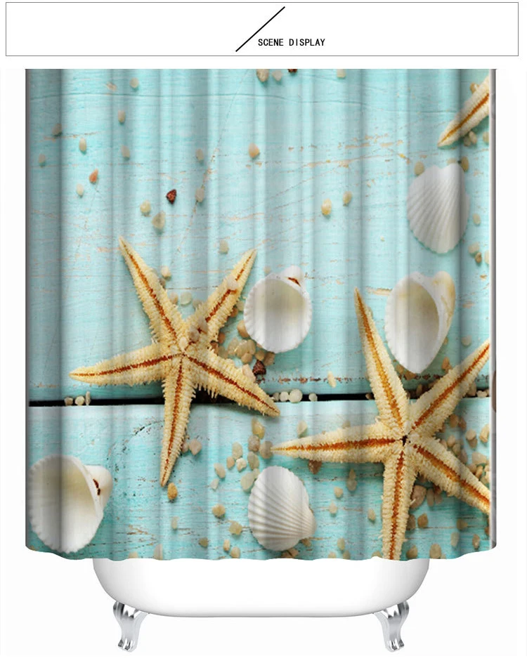 GIANTEX Морская звезда печать полиэстер ванная комната водонепроницаемый Душ шторы s для ванной с пластиковыми крючками U2007
