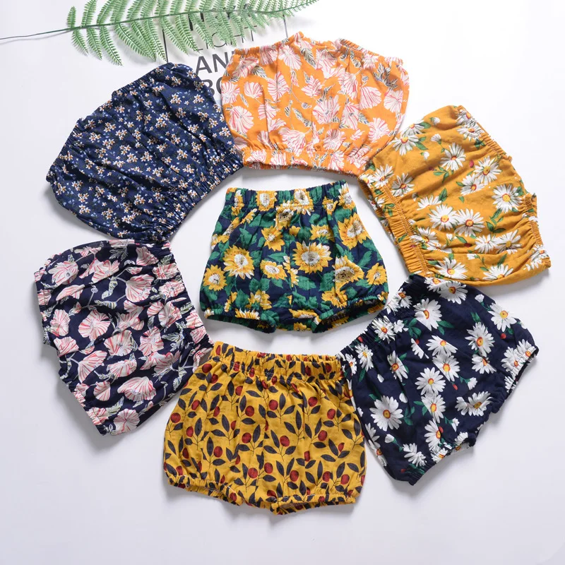 

2019 Hot Sale Baby Bloomers Shorts Summer 7 Styles Newborn Infant Boy Girl Soft Bread Pants Floral PP Pants Baby Girls Shorts