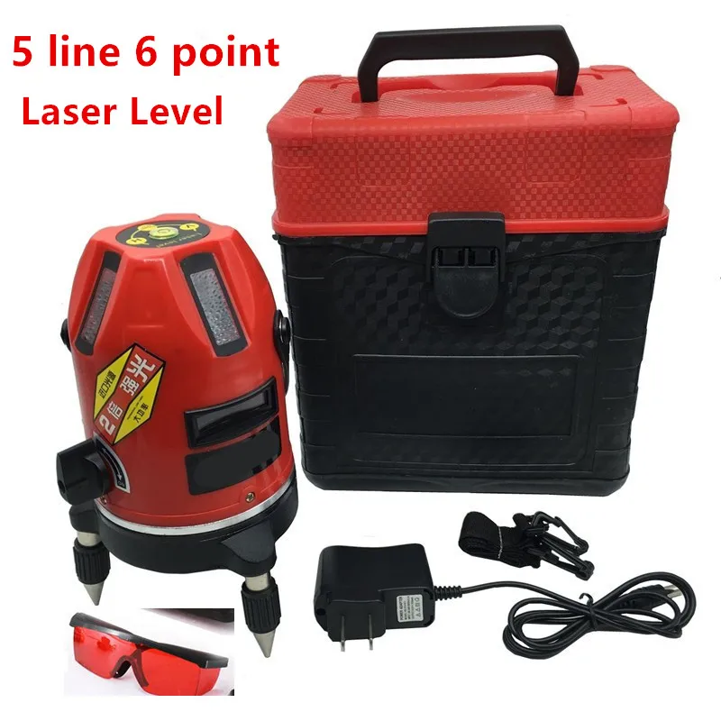 Laser Level 5 Lines 6 Points Laser Level with Tilt Slash Function/360 Rotary Self Leveling