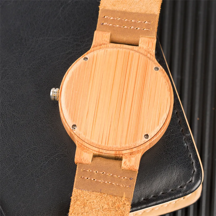 Nature Wood Watches for Men Women Bangle Bamboo Quartz Watch Man's Woman's Wristwatches Genuine Leather Strap Pattern relogio  (13)