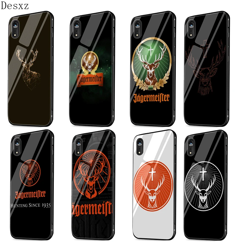 

Desxz Glass Cell Phone Case for iPhone 5 5s SE 6 6s 7 8 Plus XR X XS Max Cover Jagermeister logo Bag Shell