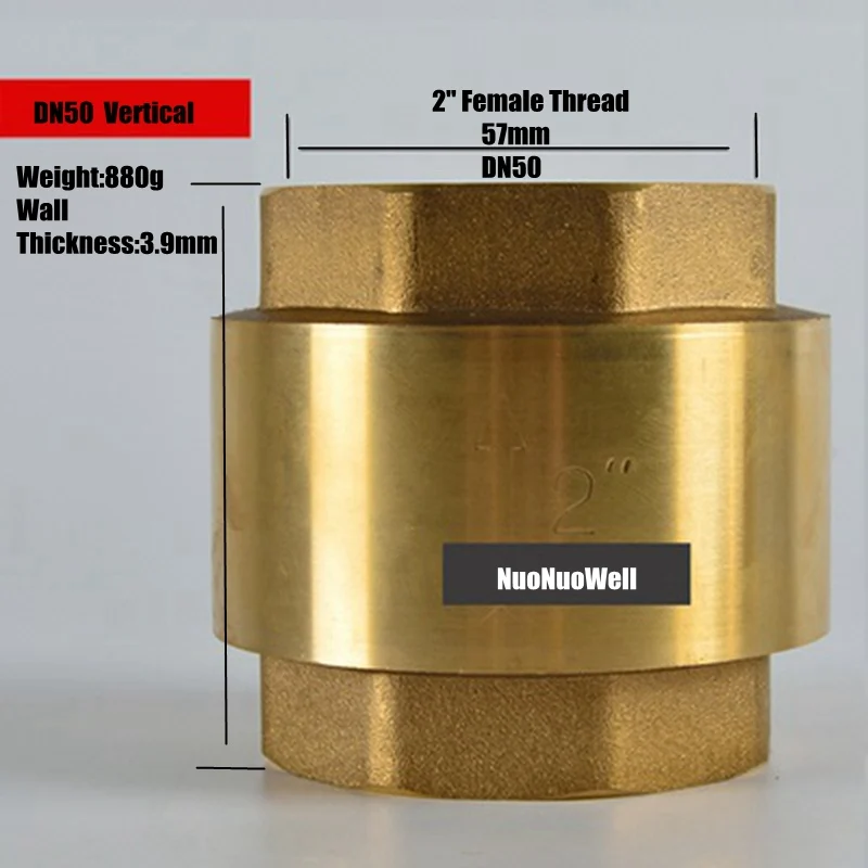 1 1/" 1 1/2" " медный горизонтальный/вертикальный обратный однонаправленный клапан промышленная водоочистная Труба водопроводная арматура соединение - Цвет: DN50  Vertical