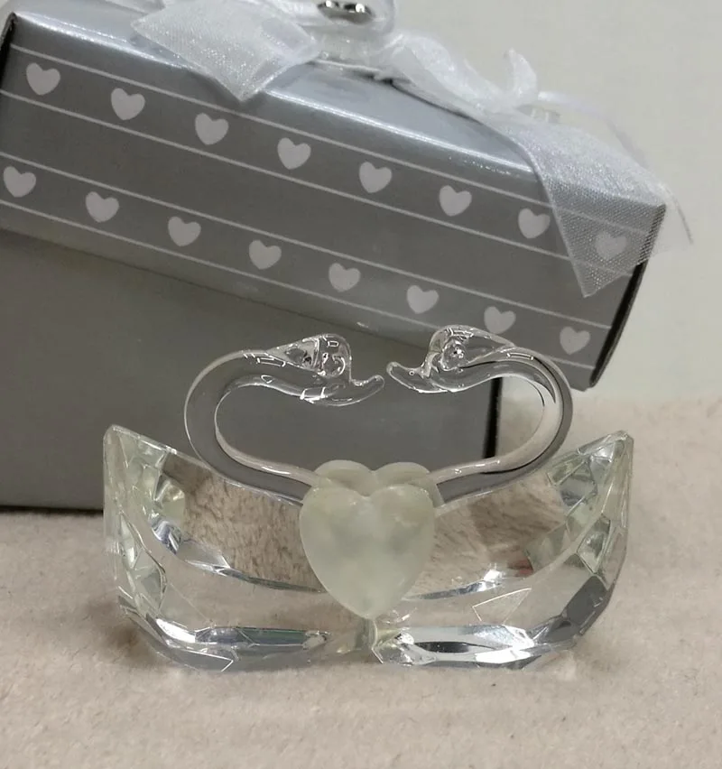 50 Crystal Kissing Swans Heart Shaped Wedding Bridal Shower Party Favors 