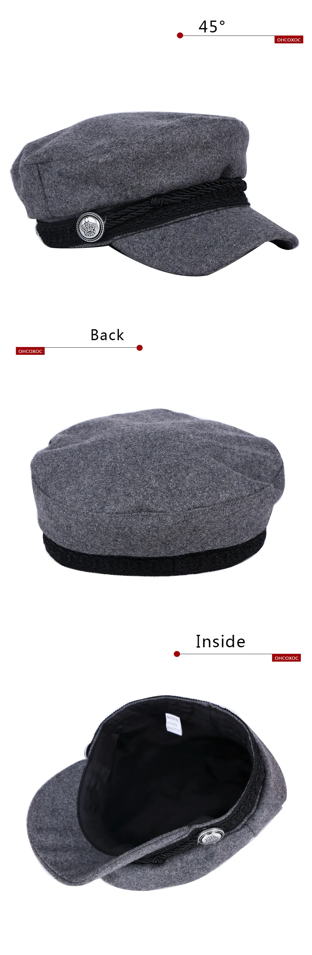 Новая Женская Зимняя кепка шерстяные береты стильные шляпы серебрянная пуговица винтажная теплая Женская Повседневная зимняя шапка