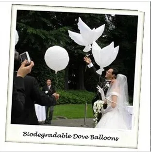 

50pcs/lot Wedding biodegradable white Dove Balloons for decoration 100% degradable dove balloon