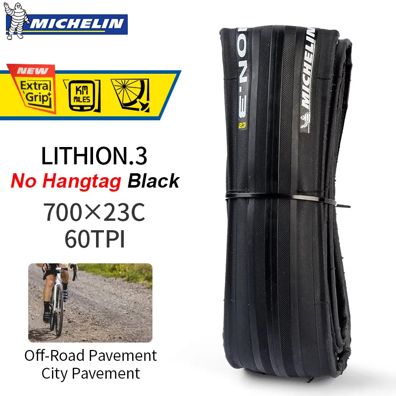 MICHELIN 1 Piece LITHION-3 Training Road Bicycle Bike Tire 700*23c Foldable Tyre Resistant Folding Ultralight Tyre Bicycle Parts - Цвет: Black